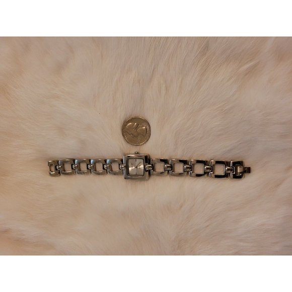 Womens Studio Square Link Watch Quartz Silver Tone Metal Geometric 8951 - Picture 5 of 7